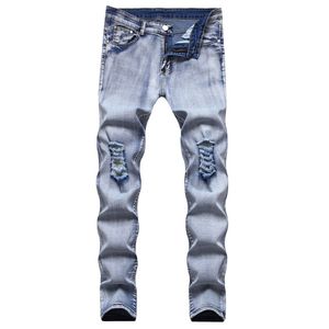 Mäns plus -storlek byxor mode av hög kvalitet senaste design streetwear mens mager stretch jean elastic midjeband smal jogger stil r 227k