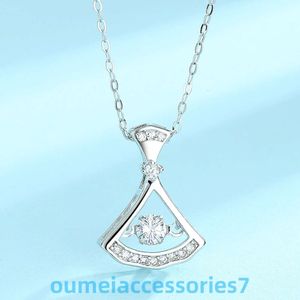 2024 Designer Bulgariism Jewelry Pendant Necklace Hengli Treasure Familys Same S925 Sterling Zircon Skirt Smart Fan-shaped Silver