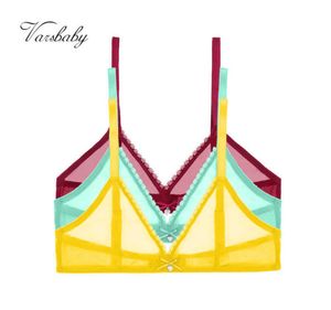 Varsbaby Sexy French UltraThin Mesh Lingerie Lemon Yellow Mint Green Underwear Summer Breathable Bra Combination 3 PCS Lot 210621803726