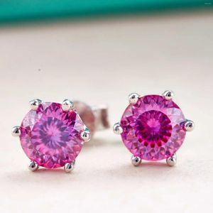 Studörhängen rosa kärlek Cut Moissanite örhänge 1CTX2PCS VVS1 925 Silver Diamond Test Passe Passed Fashion Token Woman Gift