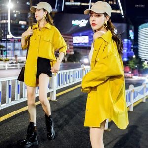 Women's Polos Long-sleeved Shirt 2024 Spring And Autumn Korean Loose Thin Student Jacket Mid-length Denim Blouse Tops K1231