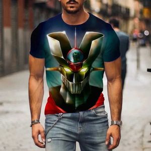 Polos masculinos Mazinger Z Mens Camiseta Anime Robot 3D Impressão Camiseta curta Camiseta feminina Fashion Street Clothing Harajuku Childrens Top S52701