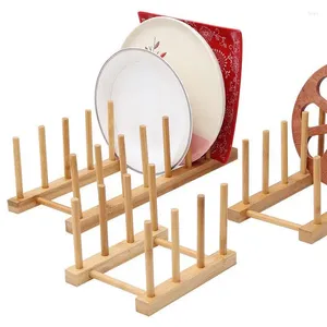 Küche Aufbewahrung fester Bambusplatten -Rackbecher Schneidetafel Untertassen Entlassen von Geschirr Unterstützung Holzzubehör Topfdeckelhalter