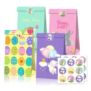Geschenkverpackung LB076 12pcs Cartoon Frohe Ostern Tag Festival Party Süßigkeiten Packung Kraftpapiertüten Eierpackschachteln mit Aufkleber