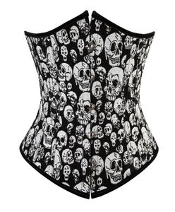 Kvinnor gotiska skallar korsett topp plus size s6xl laceup vintage steampunk underbust body shaper midje tränare forma corset8834666
