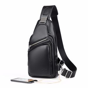 Designer- Fashion Mens Shoulder Bag Burglarproof Black Leather Mens Chest Bag Usb Charging Crossbody Bags Travel Bag J190702 260i