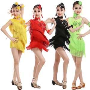 7 cores garotas infantil tásticas latinas sexy vestido de dança de lantejacia crianças samba samba salão salsa de dança latina desgaste 245f