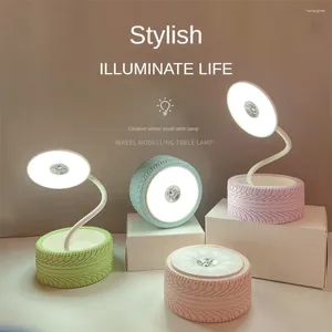 Lampade da tavolo USB Ricarica Night Lampada Wheel Light Scrivania per camera da letto da 250MAH LED Care Mini