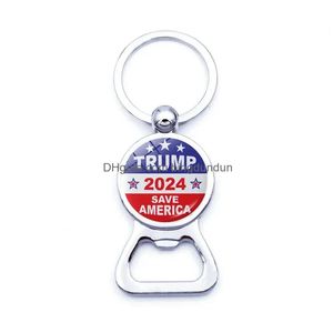 Favor de festa 2024 Trump American Election Bottle Key Buckle Metal Ring Pingente abridor de cerveja Drop Drop Home Garden Festive Supplies E Dh6bp