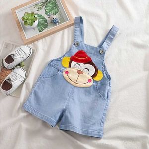 Overaller Rompers Diimuu Baby Boy Pants Children Girl Short Top Bottom Childrens Cartoon Animal Denim Trousers Casual Childrens Clothing 1-4T WX5.26