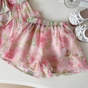 Flickor prinsessor kostymer sommar bow väst skjorta+shorts fest baby outfit småbarn tjej kläder barn två bit set 2-7 år