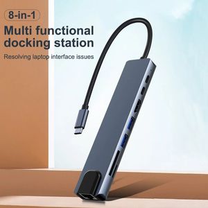 8 в 1 USB C Hub для MacBook Air/Pro, Multiopt Adapter 8 Ports, USB-C до 4K HDMI, RJ45, PD Charger, SD/TF Reader для ноутбуков для ноутбуков