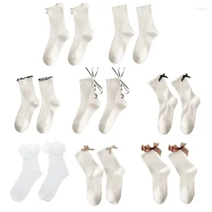 Women Socken Lolit Socken Rüschen Rüschenspitze kurz für Jksock White Tube Jkstocking