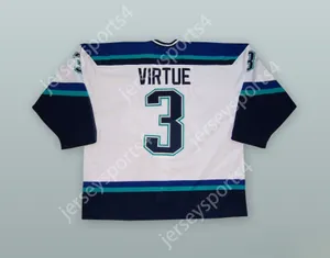 مخصص Terry Virtue 3 Worcester Icecats White Hockey Jersey Top Sitched S-L-XL-XXL-3XL-4XL-5XL-6XL