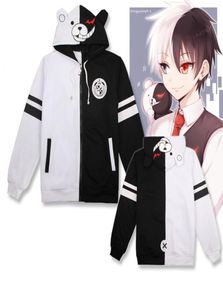 Anime danganronpa monokuma cosplay costume unisex hoodie tröjor huva svart vit björn långärmad daglig casual pälsjacka6823322