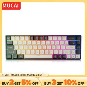 MUCAI MK680 USB Gaming Mechanical Keyboard Red Switch 68 Keys Wired Detachable Cable RGB Backlit Hot Swappable