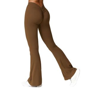 Peach Hip Hifting Bell Fitness Sport breites Bein Mikro Flare High Taille Schnelle Trocknung Yoga Hosen Frauen Frauen