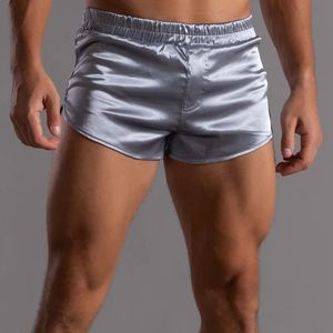 4xl Herren Seiden Sissy Aro Unterwäsche Schlaf Unterwäsche niedrige Taille transparente dünne Boxshorts Unterwäsche Lange Hosen 240516