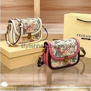 Cross Body Womens handbag high-end designer graffiti shoulder bag 2024 new retro contrasting color commuting small square bag H240527