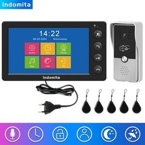 Indomita Wired Video Intercom System, portão de telefonia externa Painel de chamadas de rua RFID, trava eletrônica, suporte AC 100V-240V