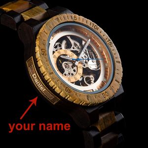 Relogio Masculino BOBO BIRD Mechanical Watch Men Wood Wristwatch Automatic Customized Name Free for Dad Wooden Gift Box Y200414 218M