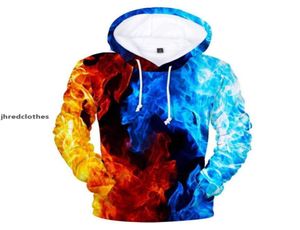 Новая мода Ice and Fire 3D Hoodies Pullover Печать Harajuku Hip Hop Мужчины Женщины капюшон. Случайный с длинным рукавом 3D толстовок O73490193