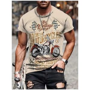 Men's Polos Retro motorcycle 3D printing T-shirt casual mens T-shirt short sleeved comfortable zipper top mens summer wear S52701