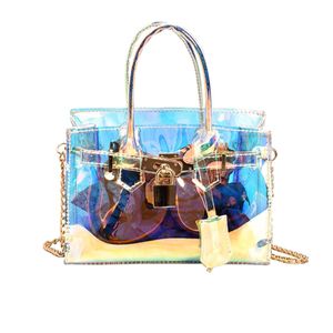 Transparent jelly bag 2017 new mini lock chain hand messenger bag 2364