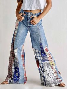 Frauen Jeans Frauen Frühling Neues Patchwork Denim Big Flare Hosen Vintage Reißverschluss Strtwear Tasche Weitbein Quasten Mid-Tassels Jeans Hosen T240523