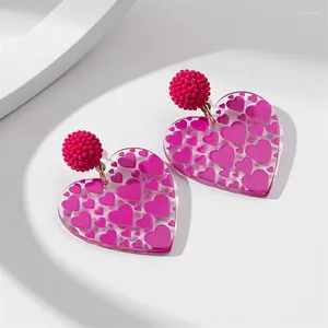 Dangle Earrings Women's Heart-shaped Printing Creative Transparent Color Love Bead Head Wholesale