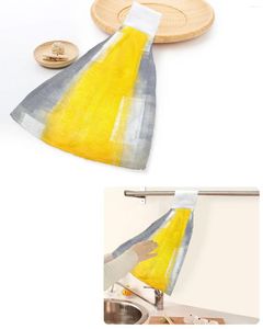 タオル黄色の灰色の抽象アートオイルペインティングテクスチャハンドタオルホームキッチンバスルーム吊り食器布張り吸収性カスタムワイプ