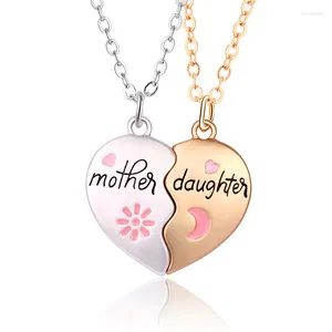 Pendant Necklaces 2PCS Mother And Daughter Matching Magnetic Heart Necklace Set Mother's Day Gift