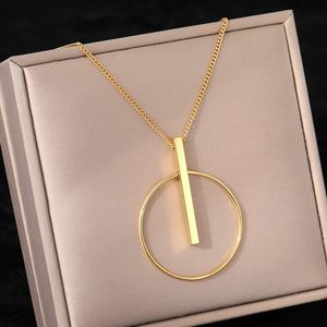 Fashion Necklace Designer Jewelry Sailormoon Stainless Steel Necklaces Minimalist Circle Sticks Pendants Popular Street Girl Choker Clavicle Chain For Women