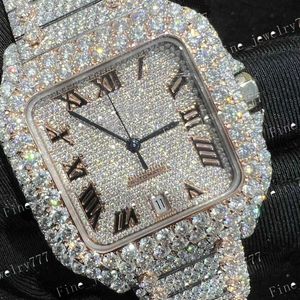 Luxury Calendar Iced Out Moissanite Watch Passed Diamond Tester Men's Luxury Watch Fully Automatic Movement Hip Hop Singer Watch