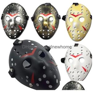 Party Masks Wholesale Masquerade Jason Voorhees Mask Friday The 13Th Horror Movie Hockey Scary Halloween Costume Cosplay Plastic Drop Dh48F
