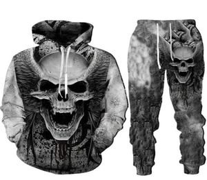 Men039S -spårningsdräkter Cool 3D Skull Print Men039S Hoodies Sweatshirts Duits mode Tracksuit Autumn and Winter Zipper Hoodie P5820453138199