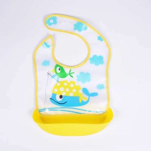 Detachable Rice Pocket Bib Imitation Silicone Waterproof Bibs For Baby Kids Burp Cloth Cartoon Adjustable Feeding Bavoir