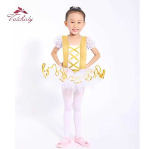 Dancewear Hot Sale Girls Yellow Ballet Dance Dress Golden Velvet Kids Ballet Tutu Gymnastics Leotard Costumes For Performance Y240524