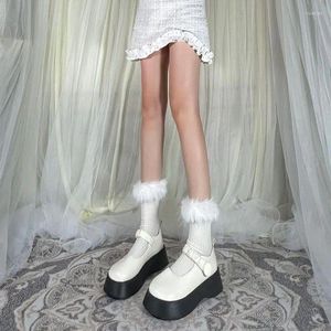 Donne calze pile Loop Lolita Mid Tube per Autumn/Winter Sweet Girls JK White White Versatile Up Calzini sexy