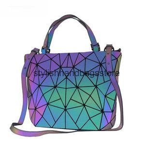 Shoulder Bags Luminous handbag for womens large capacity geometric checkered shoulder bag for womens casual cross body bag H240527