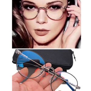 Design92 5Silvtitanium Round Glasses Telaio 53-20-138 Fashion unisex Bubba Retro-Vintage per prescrizione anti-blu di occhiali anti-blu.