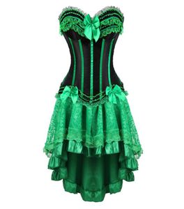 Lace Corsett Kleider Burlesque Plus Größe Dessous Zip Bustier Korsettröcke für Frauen Party Gothic Lolita Sexy Green Korsett 6xl9958998