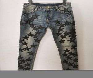 Дизайнеры мужские джинсы брюки Длинный мотоцикл узкий кожа