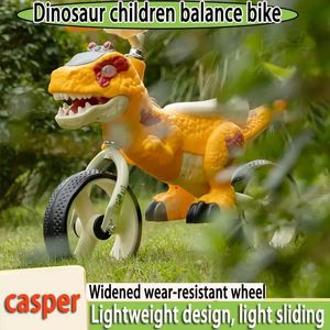 Bikes Ride-Ons Dinosaurier Kinderbalance Fahrrad Baby Sliding Walker Jungen Mädchen simuliert selbst beim Scooter 1-8 Jahre altes Pedalbike Y240527