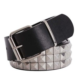 Shiny Pyramid Fashion Rivet Belt Men&Women's Studded Belt Punk Rock With Pin Buckle 210310 279l