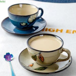Cups Saucers kreative europäische Kaffeetasse Set Vintage Porzellan Utensiltee und Untertasse Keramik wiederverwendbares Tazas Cafe Küche Vorräte DF50B