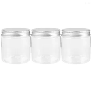 Storage Bottles 3 Pcs Aluminum Lid Mason Jars Sugar Scrub Small Sealing Frosted Jam Plastic Pet Honey Pots