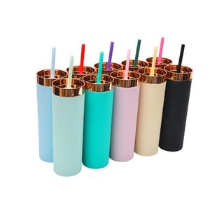 Frosting 16oz tumbler cup double layer straw plastic water bottle with lid modern simple coffee mug summer sport portable green red black 10 45dn