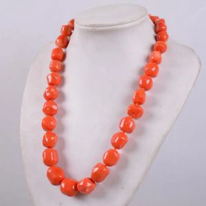 Modeschmuck 11-14 mm Orange Red Coral Rondelle Perlen Halskette 18 A 240527