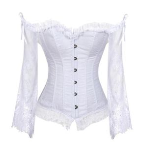 Blusa do espartilho steampunk de tamanho grande feminino Blusa de manga longa de manga longa Corslet Lace Up Bustiers Top Victorian Club Wedding Party Shirts9443808